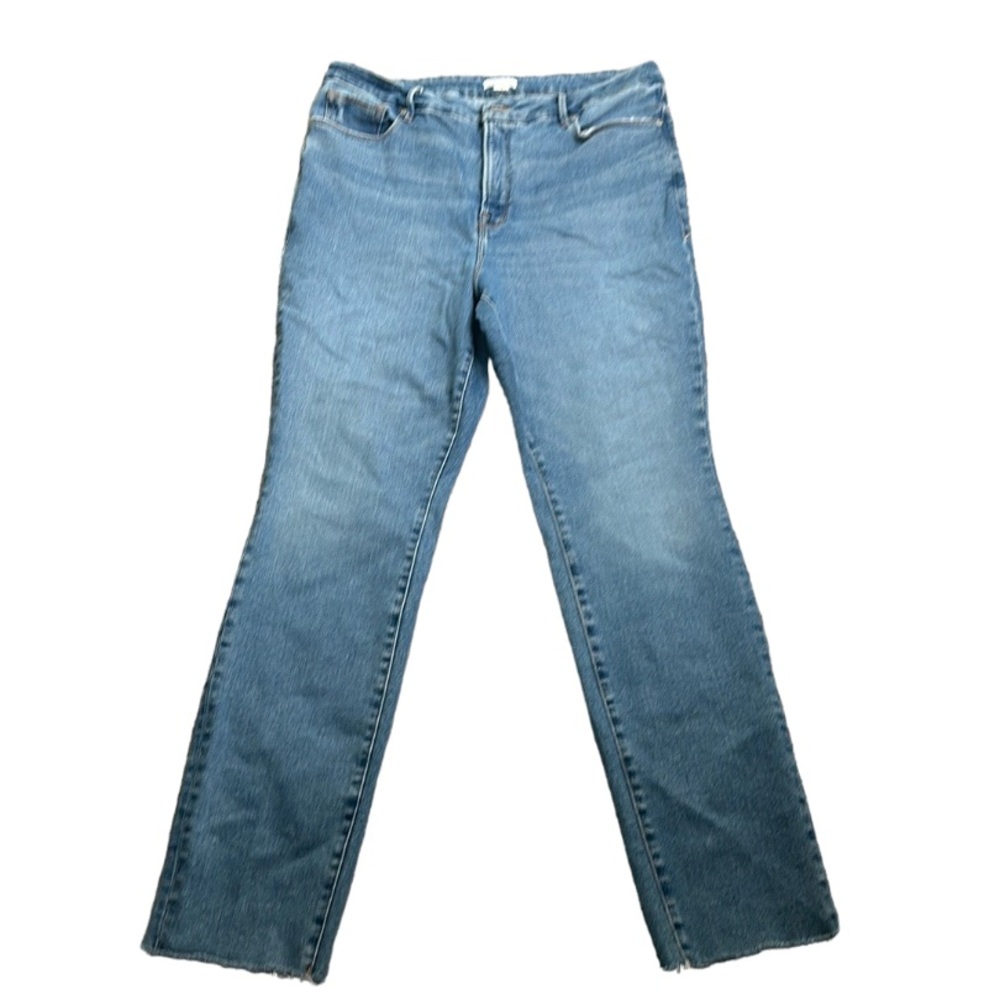 Good American high waisted raw hem jeans size 16 blue